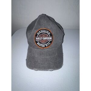 Harley-Davidson Genuine MotorClothes Hat Cap Distressed Black Cotton Adjustable